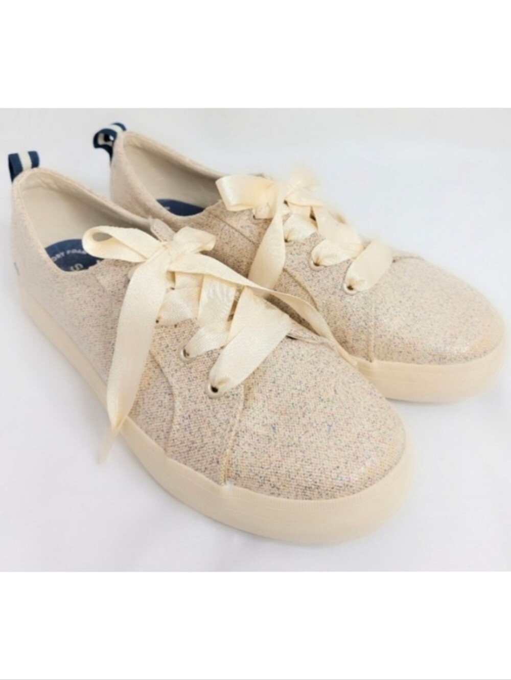 Sperry Crest Vibe Sparkle Satin Ribbon Sneakers Size 7
